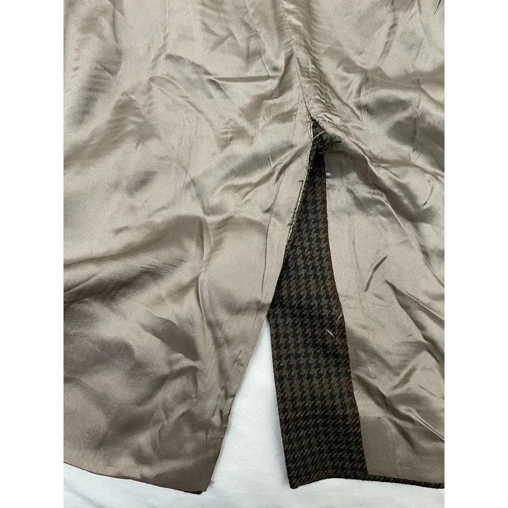 Vintage Polo University Club Houndstooth Pure Wool Men's Blazer 38L Brown Lined
